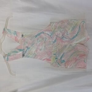 The childrens place rainbow Rose Pottery swirled overalls